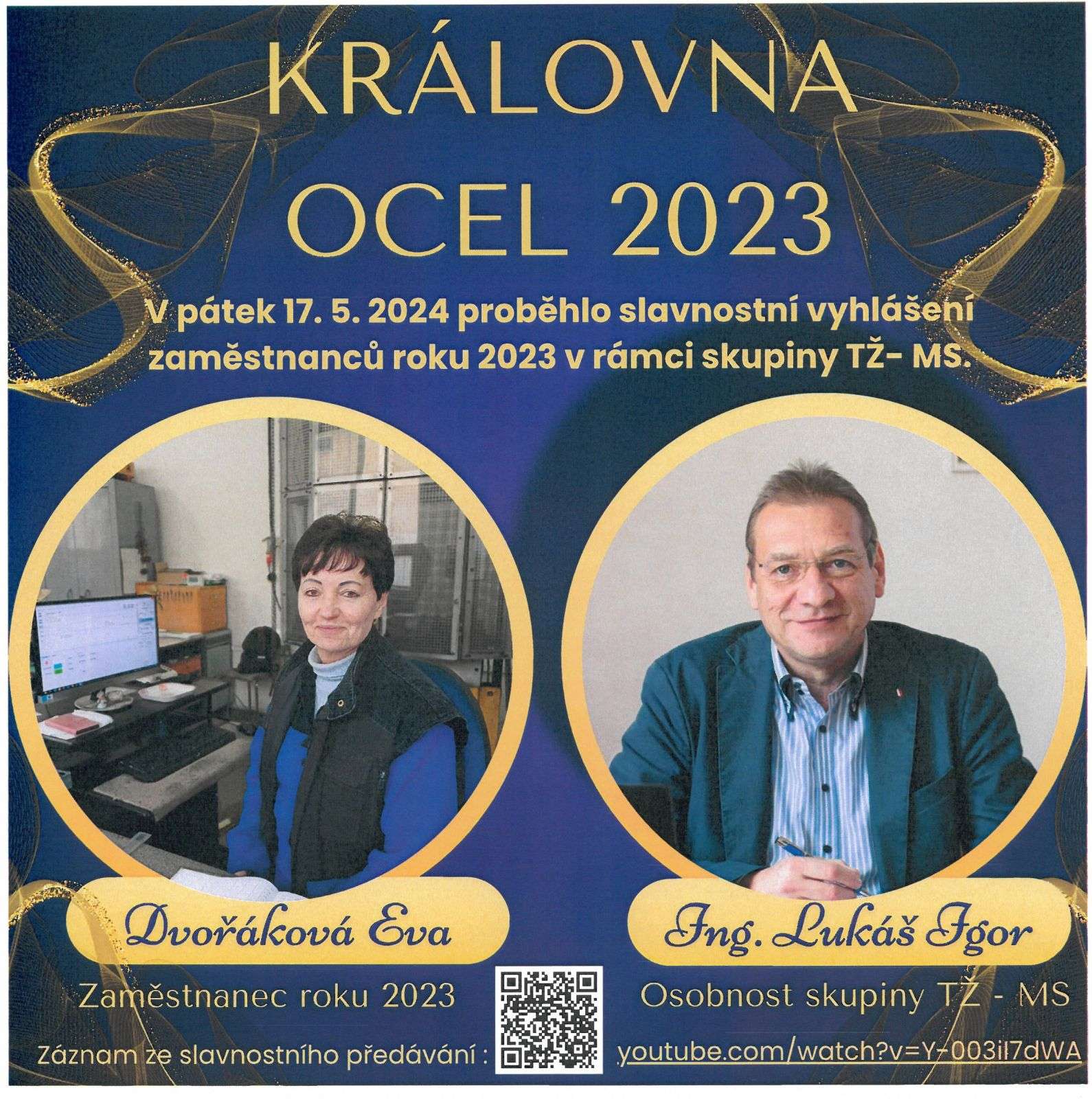 Ocenění v Třineckých železárnách, a.s. na akci - KRÁLOVNA OCEL 2023